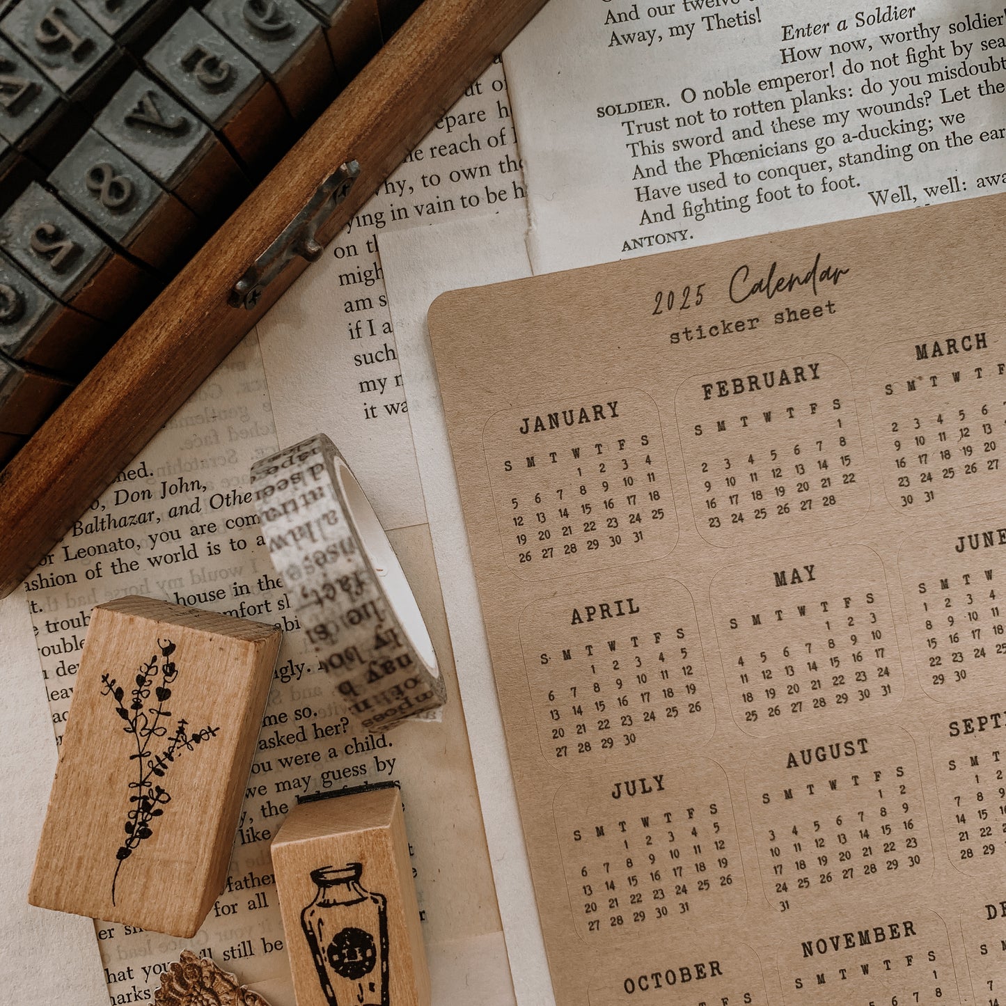 2025 Calendar Sticker Sheet