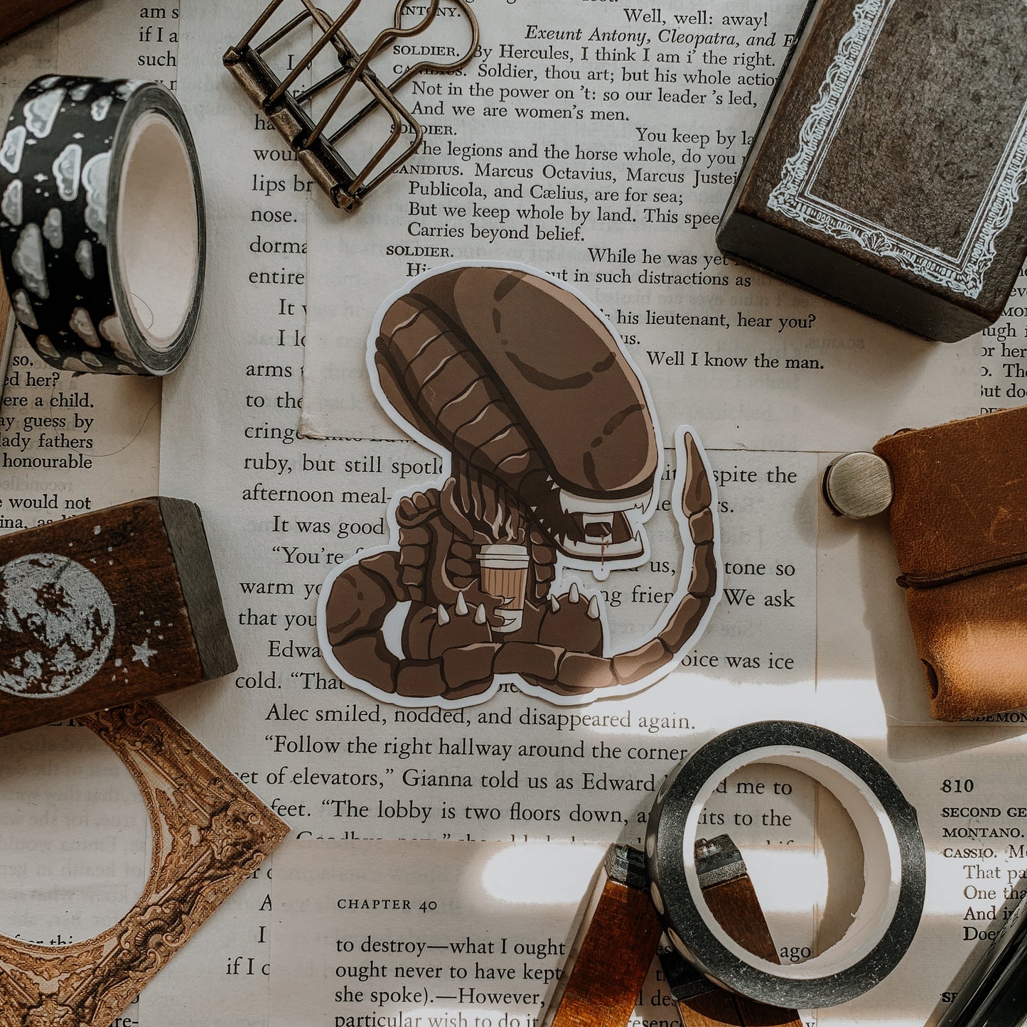 Coffee Alien Vinyl Sticker