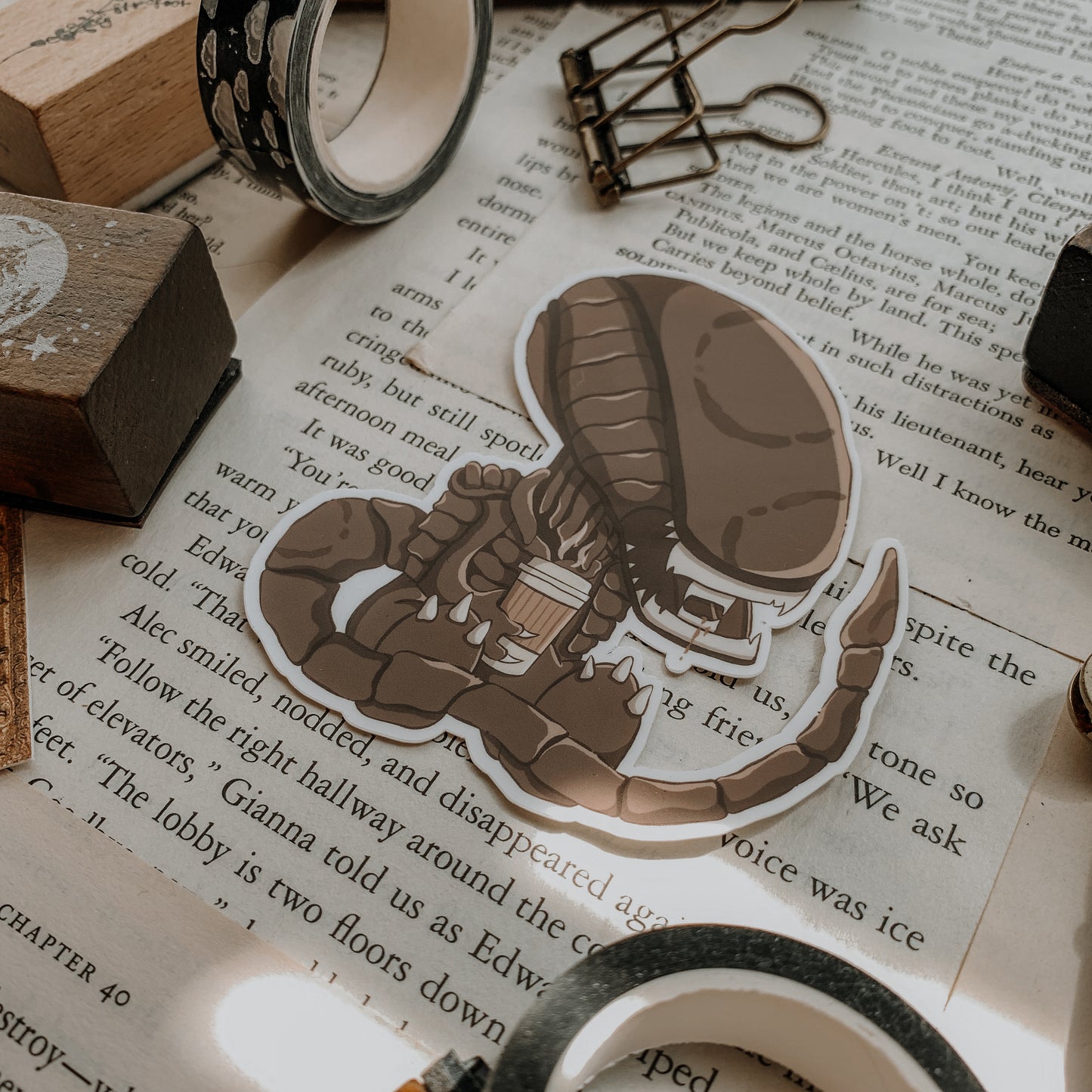 Coffee Alien Vinyl Sticker