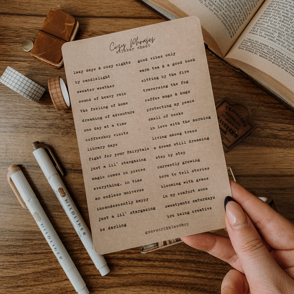 Cozy Phrases Sticker Sheet