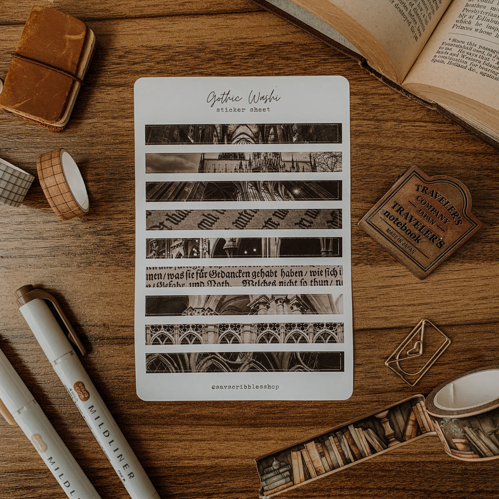 Gothic Washi Sticker Sheet