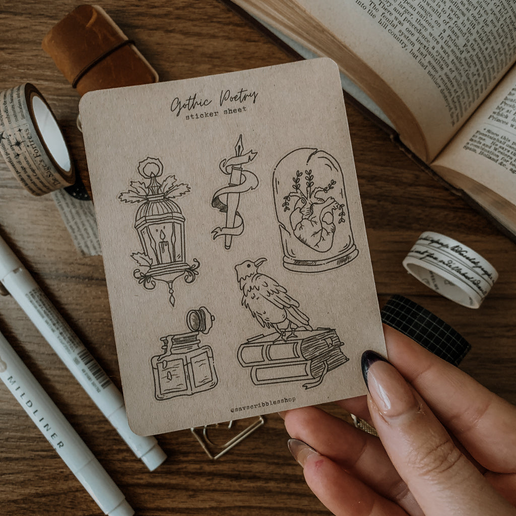 Gothic Poetry Sticker Sheet