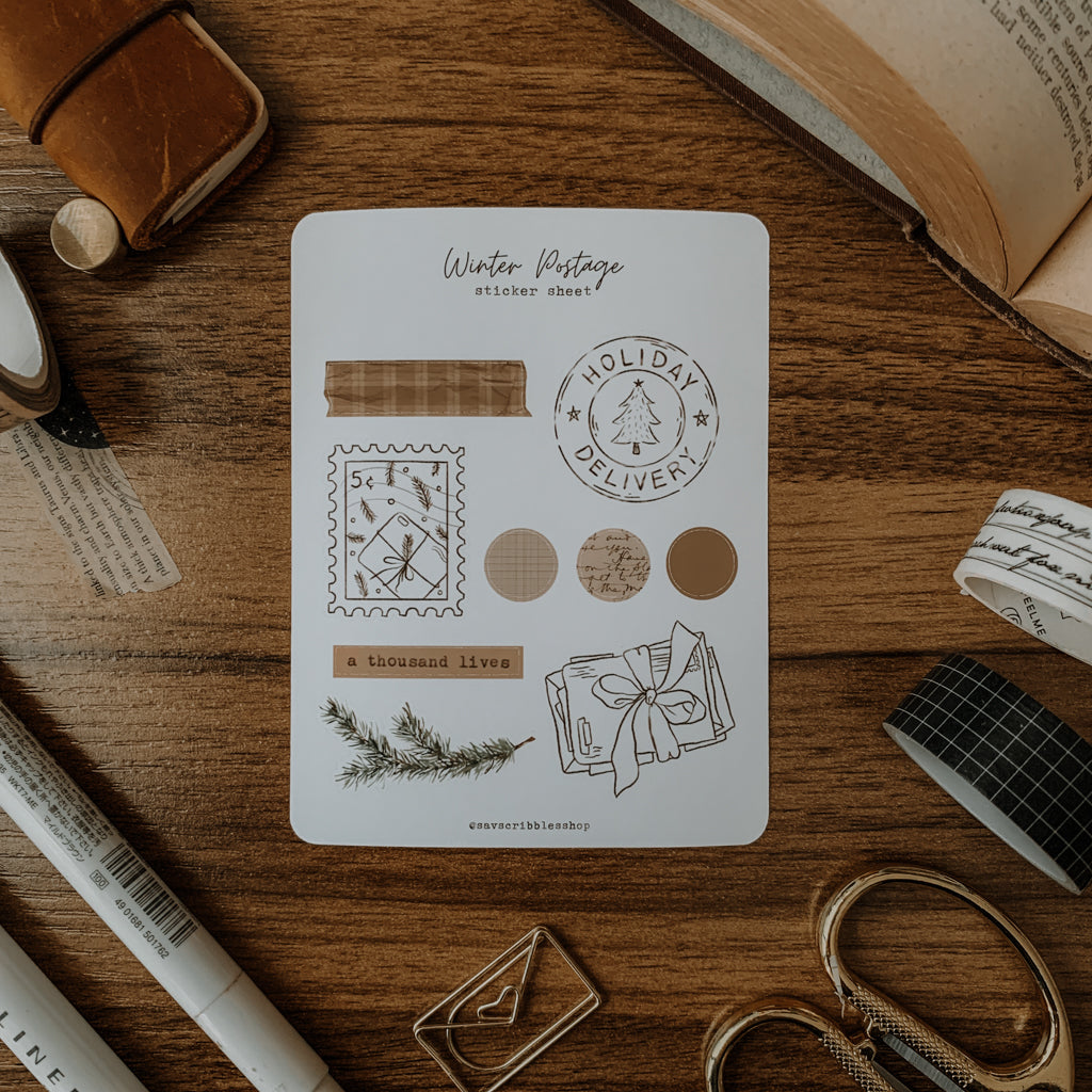Winter Postage Sticker Sheet
