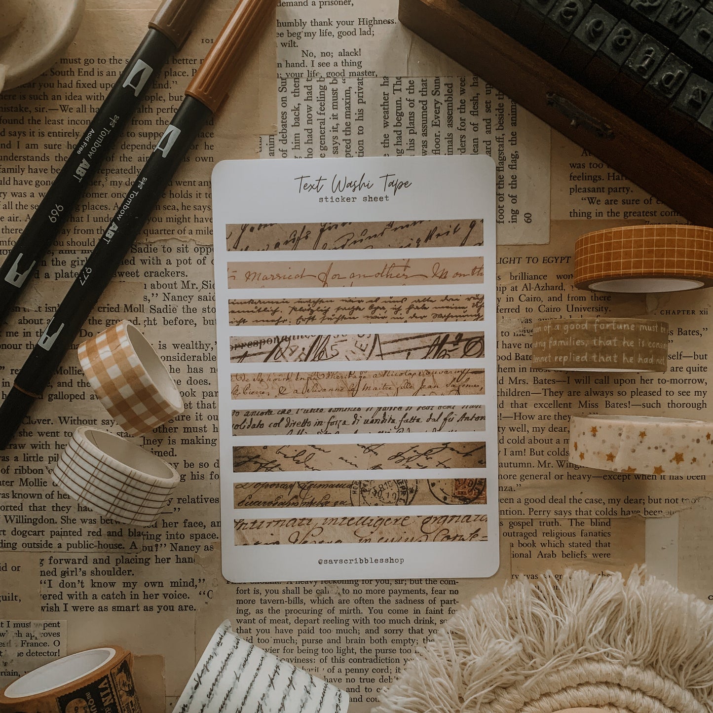 Vintage Washi Sticker Sheet