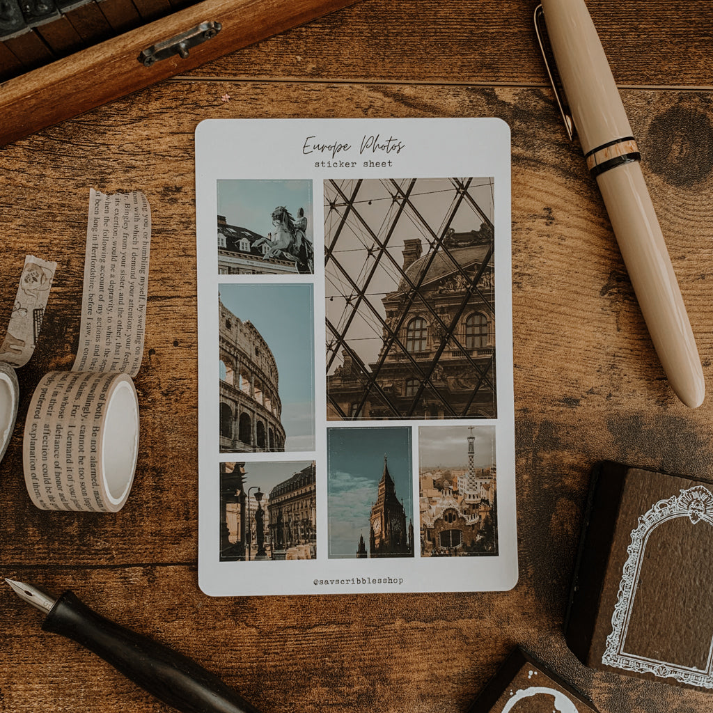 Europe Photos Sticker Sheet