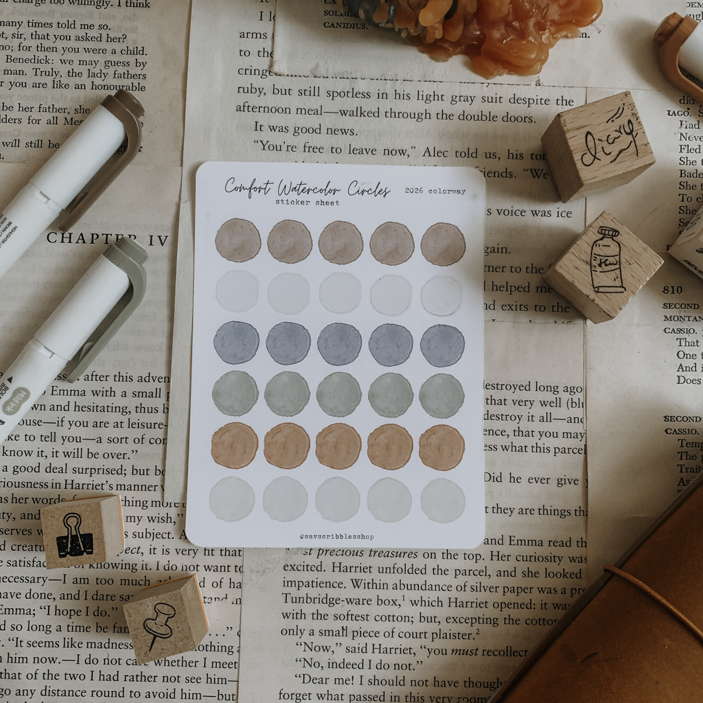 Comfort Watercolor Circles Sticker Sheet
