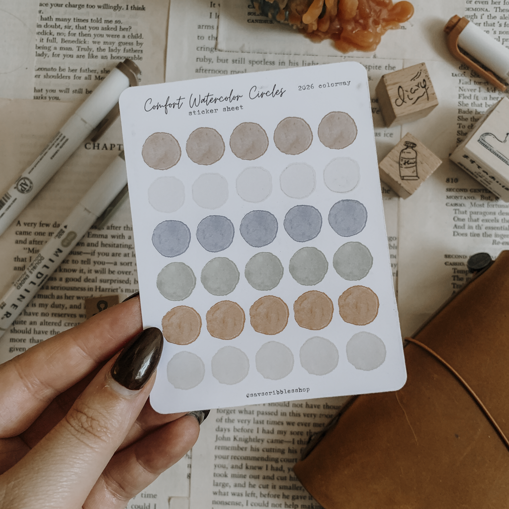 Comfort Watercolor Circles Sticker Sheet