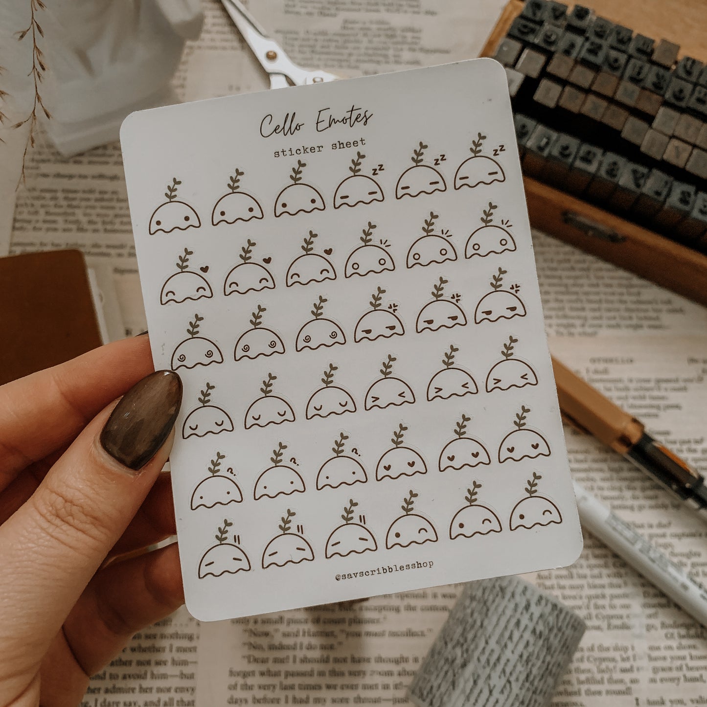 Cello Emotes Sticker Sheet