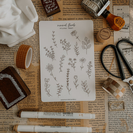 Minimal Florals Sticker Sheet