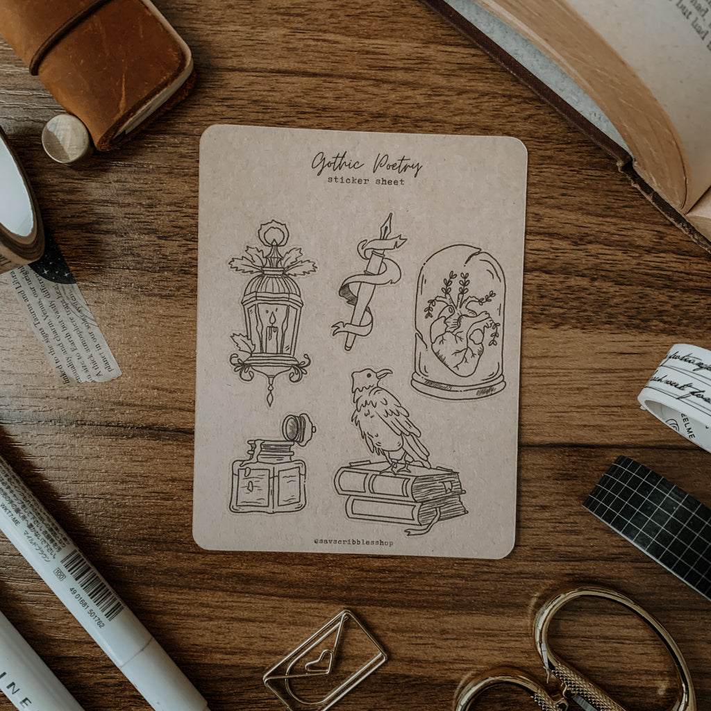 Gothic Poetry Sticker Sheet
